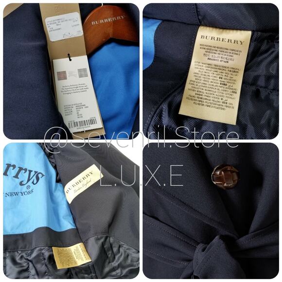 NWT Burberry The Regina Women Size 4 Wool Gabardine Long Trench Coat Navy $2,890 - Picture 13 of 13